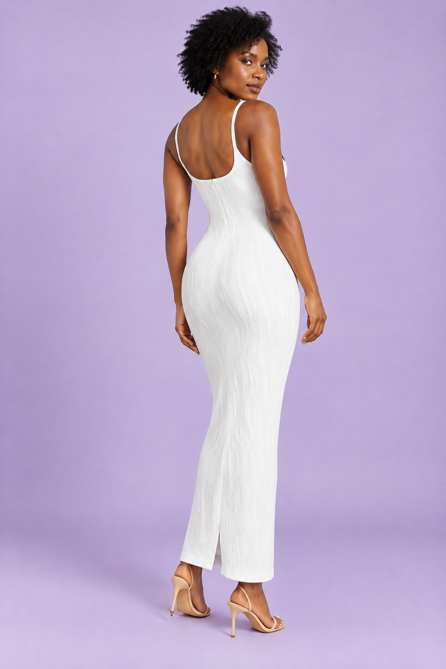 Robe longue moulante dos nu blanche | Vue de dos | Lounelle Paris