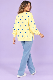 Sweat-shirt oversize jaune à pois | Vue de dos | Lounelle Paris