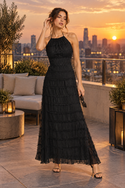 Robe longue plissée noire | Deuxième photo lifestyle | Lounelle Paris