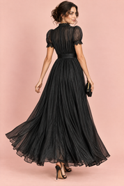 Robe longue plissée noire | Vue de dos | Lounelle Paris