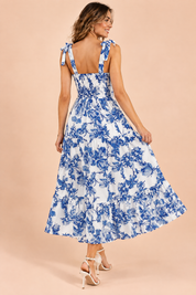 Robe longue bleue à volants | Vue de dos | Lounelle Paris
