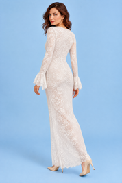 Robe longue blanche à volants | Vue de dos | Lounelle Paris