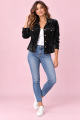 Shirt Jacket in Black with Utility Pockets