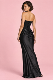 Robe longue corset noire bustier | Vue de dos | Lounelle Paris