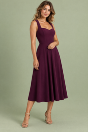 Robe midi violette à décolleté cœur | Vue de face | Lounelle Paris