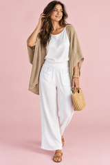 Relaxed Khaki Open-Front Cardigan