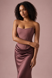 Robe longue corset bordeaux bustier | Vue rapprochée | Lounelle Paris