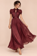 Burgundy Ruffle Maxi Dress