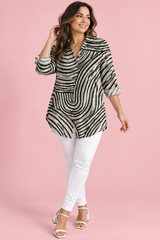 Off White Geometric Button-Up Shirt