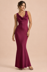 Rose Pink Twisted Asymmetric Maxi Dress