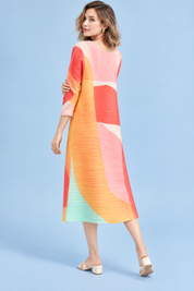 Robe midi trapèze plissée jaune | Vue de dos | Lounelle Paris