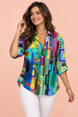 Green Floral Collared Shirt