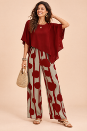 Ensemble pantalon rouge à pois | Vue de face | Lounelle Paris