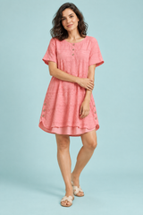 Oversized Pink Button-Front Blouse