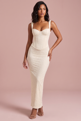 Ivory Lace Corset Maxi Dress
