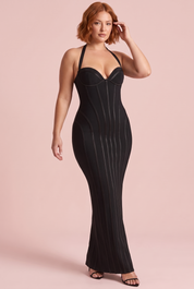 Robe longue corset noire à dos nu | Porté sur une autre silhouette | Lounelle Paris