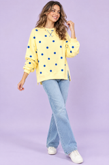 Yellow Oversized Polka Dot Sweatshirt