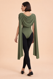 Body vert olive ajusté froncé à col bénitier | Vue de dos | Lounelle Paris