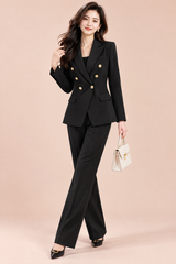 Double Breasted Black Pants Suit
