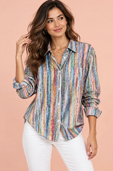 Blue Oversized Paisley Shirt