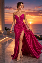 Robe longue bustier froncée rose | Deuxième photo lifestyle | Lounelle Paris