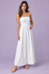 White Strapless Skater Maxi Dress