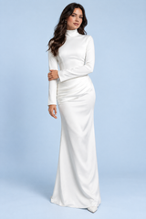 White Ruched Maxi Dress