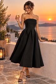 Robe midi patineuse bustier noire | Deuxième photo lifestyle | Lounelle Paris