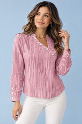 Striped Asymmetric Pink Blouse