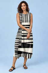 Black Sleeveless Striped Dress