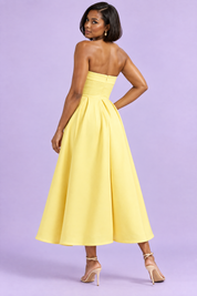 Robe midi patineuse bustier jaune | Vue de dos | Lounelle Paris