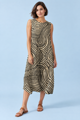 Off White Sleeveless Striped Dress