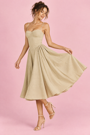 Robe bustier midi beige | Vue de dos | Lounelle Paris