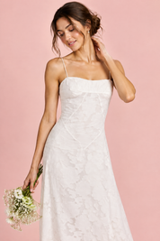Robe longue fleurie blanche | Vue rapprochée | Lounelle Paris