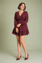 Robe à pois col V | Porté sur une autre silhouette | Lounelle Paris