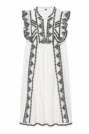 Robe blanche à volants brodée | Lounelle Paris