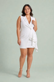 Robe col blazer sans manches | Porté sur une silhouette plus ronde | Lounelle Paris