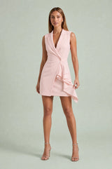 Sleeveless V-Neck Ruffle Blazer Mini Dress