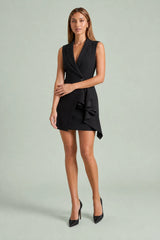 Sleeveless V-Neck Ruffle Blazer Mini Dress