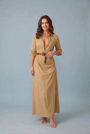 Robe col chemise ceinturée | Porté sur une autre silhouette | Lounelle Paris