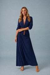 Belted Satin Pleated Maxi Shirt Dress