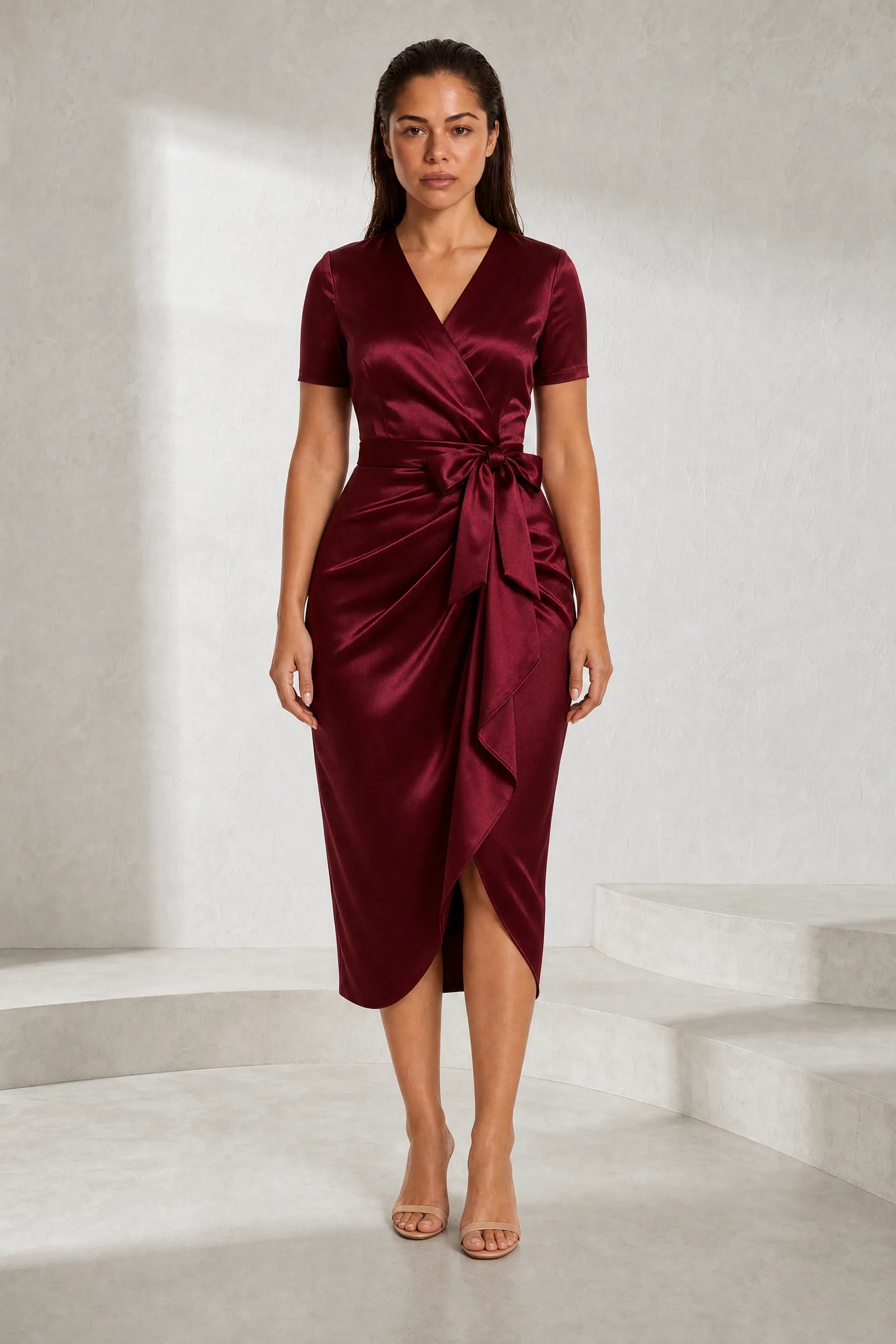 Robe col V à nœud | Lounelle Paris