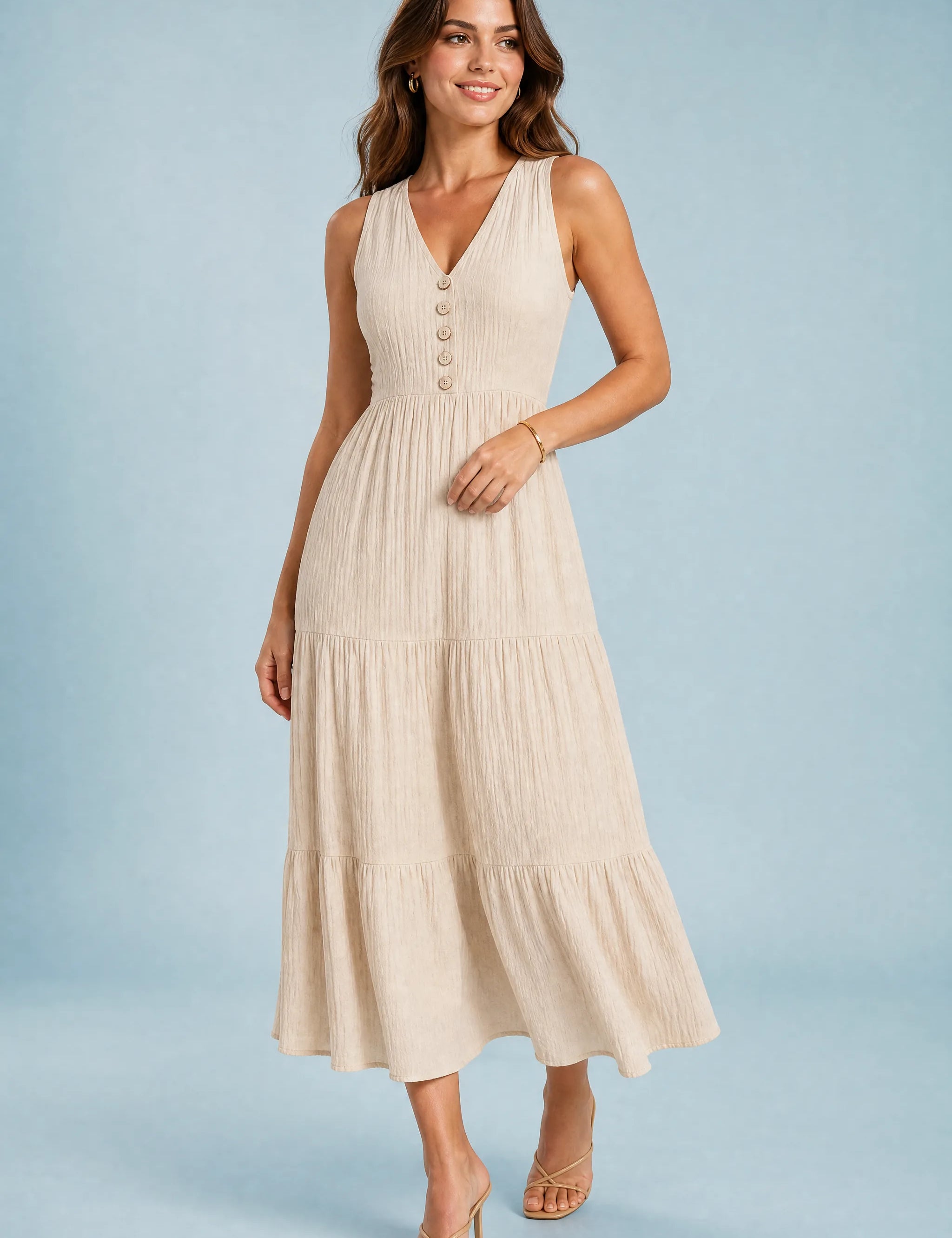Robe col V à volants | Vue de face | Lounelle Paris