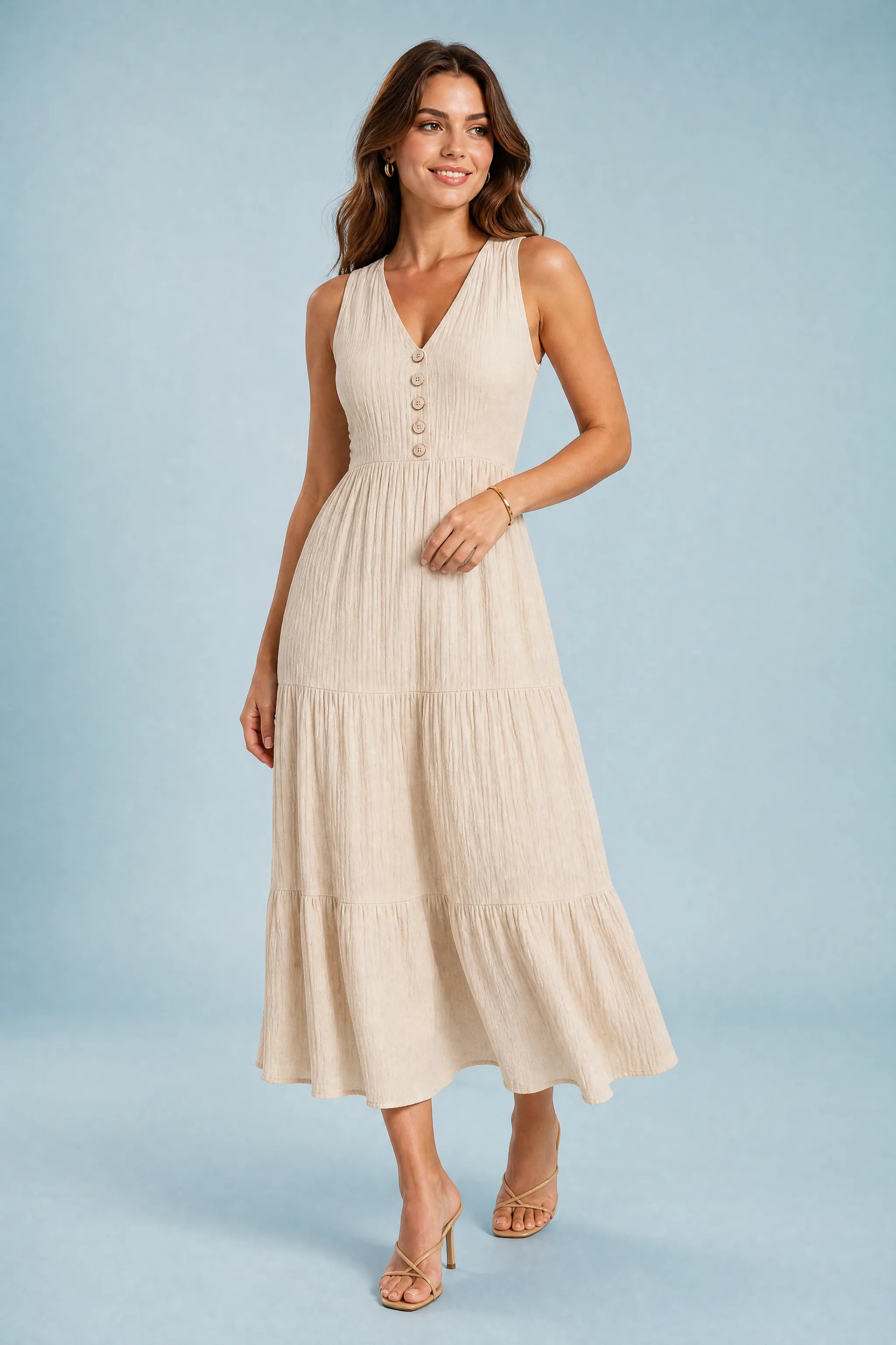 Robe col V à volants | Vue de face | Lounelle Paris