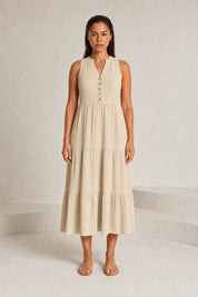 Robe col V à volants | Lounelle Paris