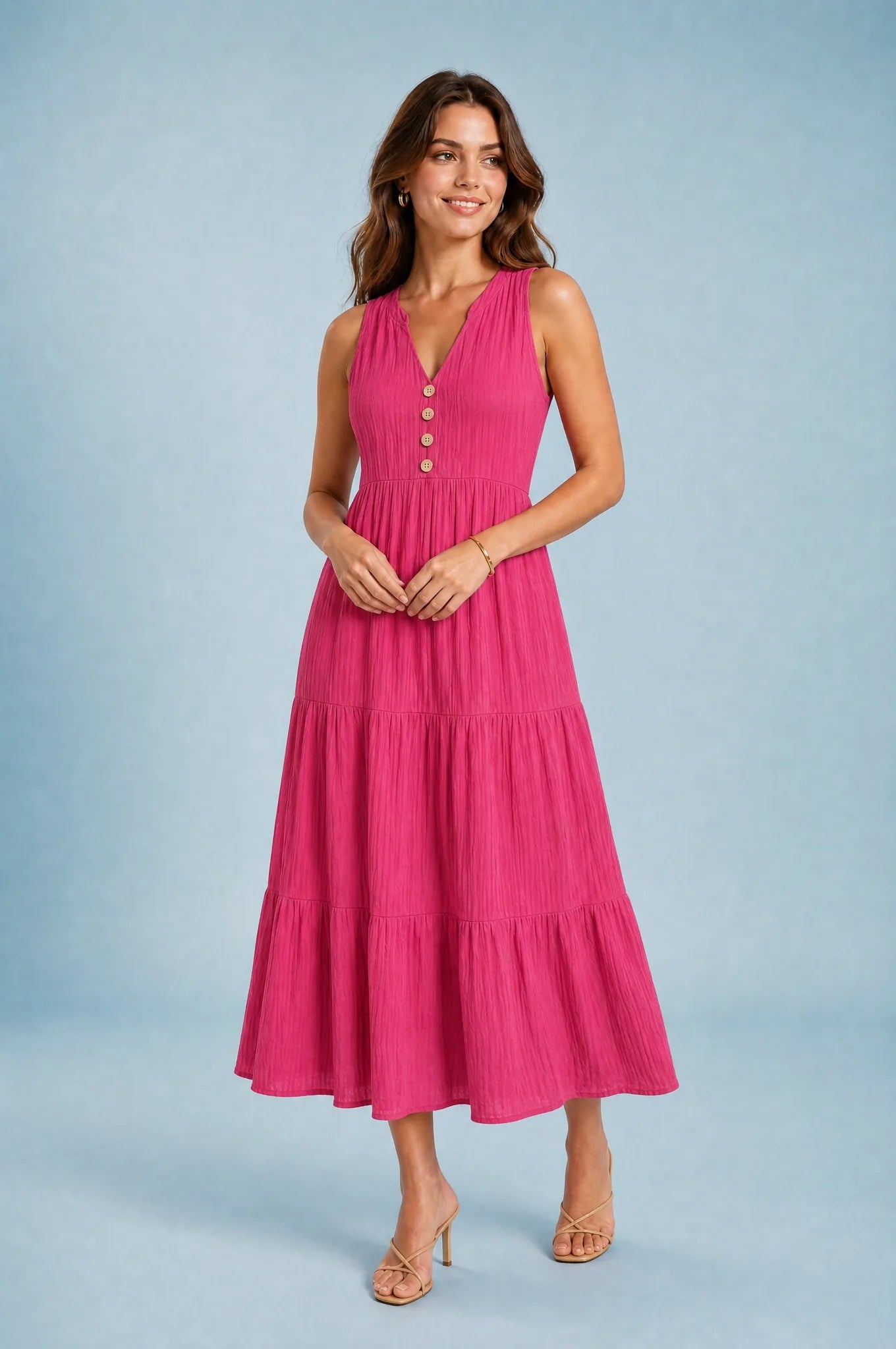 Robe col V à volants | Variante Rouge | Lounelle Paris