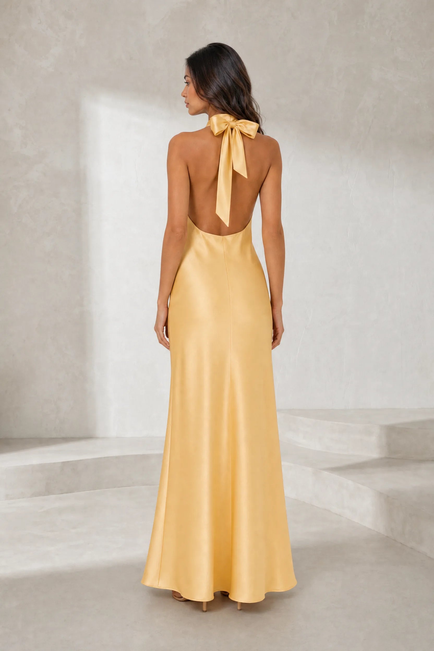 Robe jaune col licou dos nu | Lounelle Paris