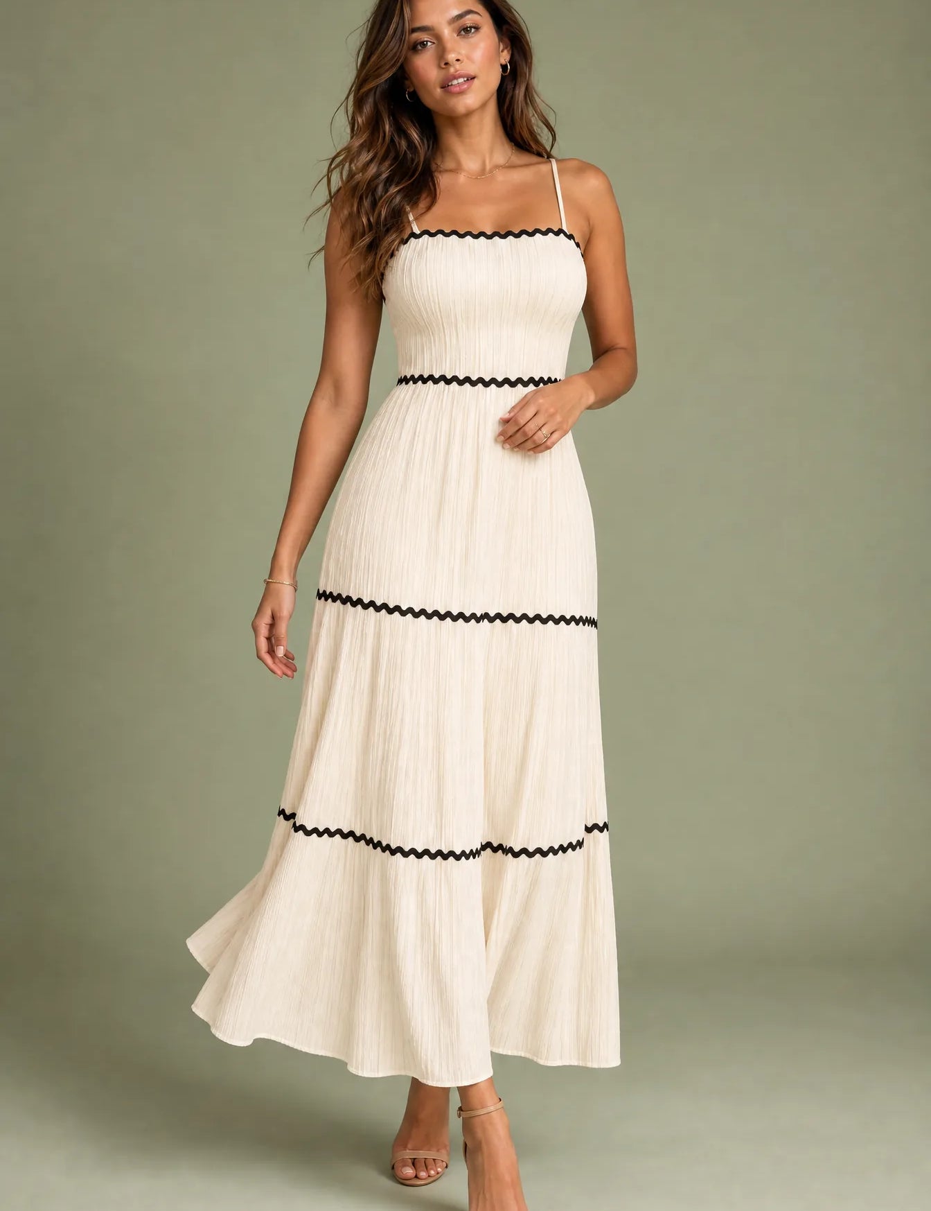 Robe longue abricot bretelles dos noué | Vue de face | Lounelle Paris