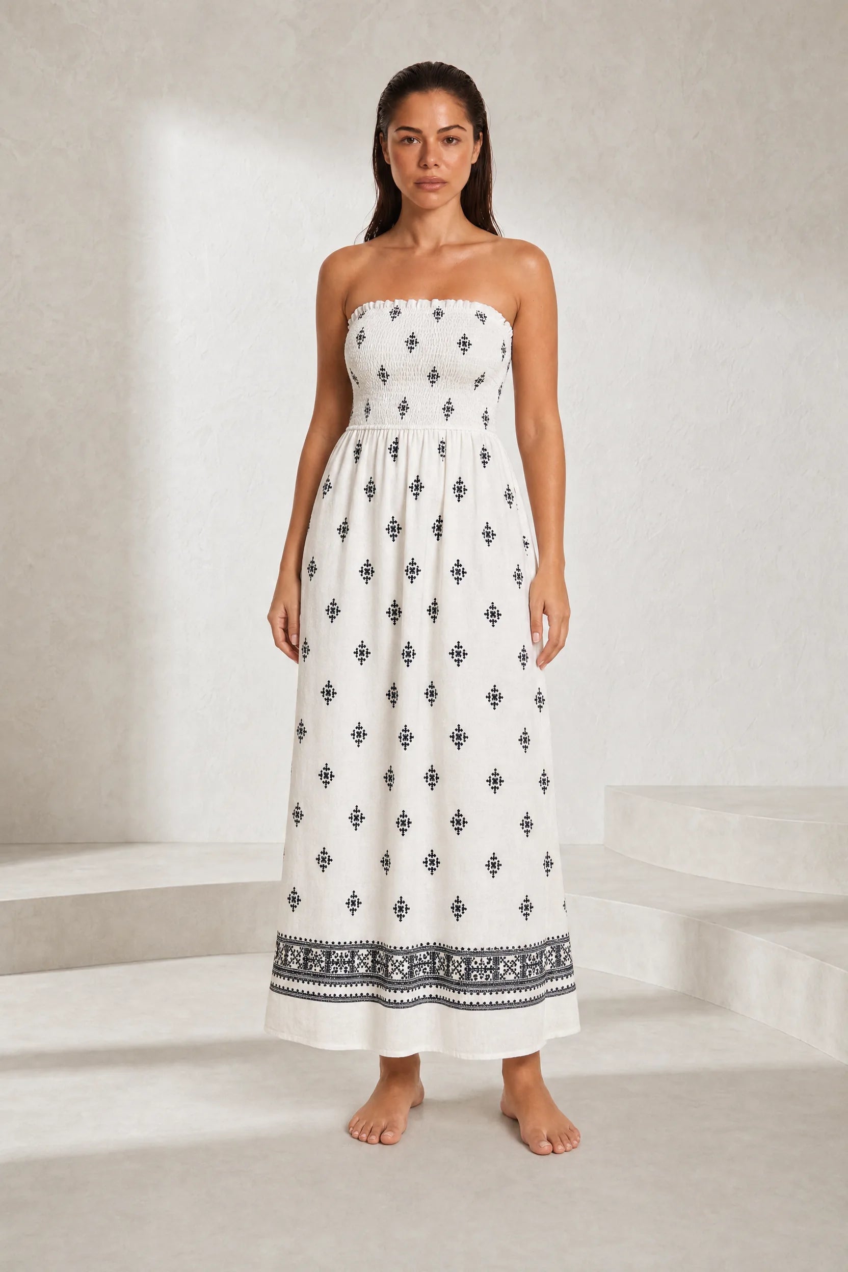 Robe longue blanche bandeau dos nu | Lounelle Paris