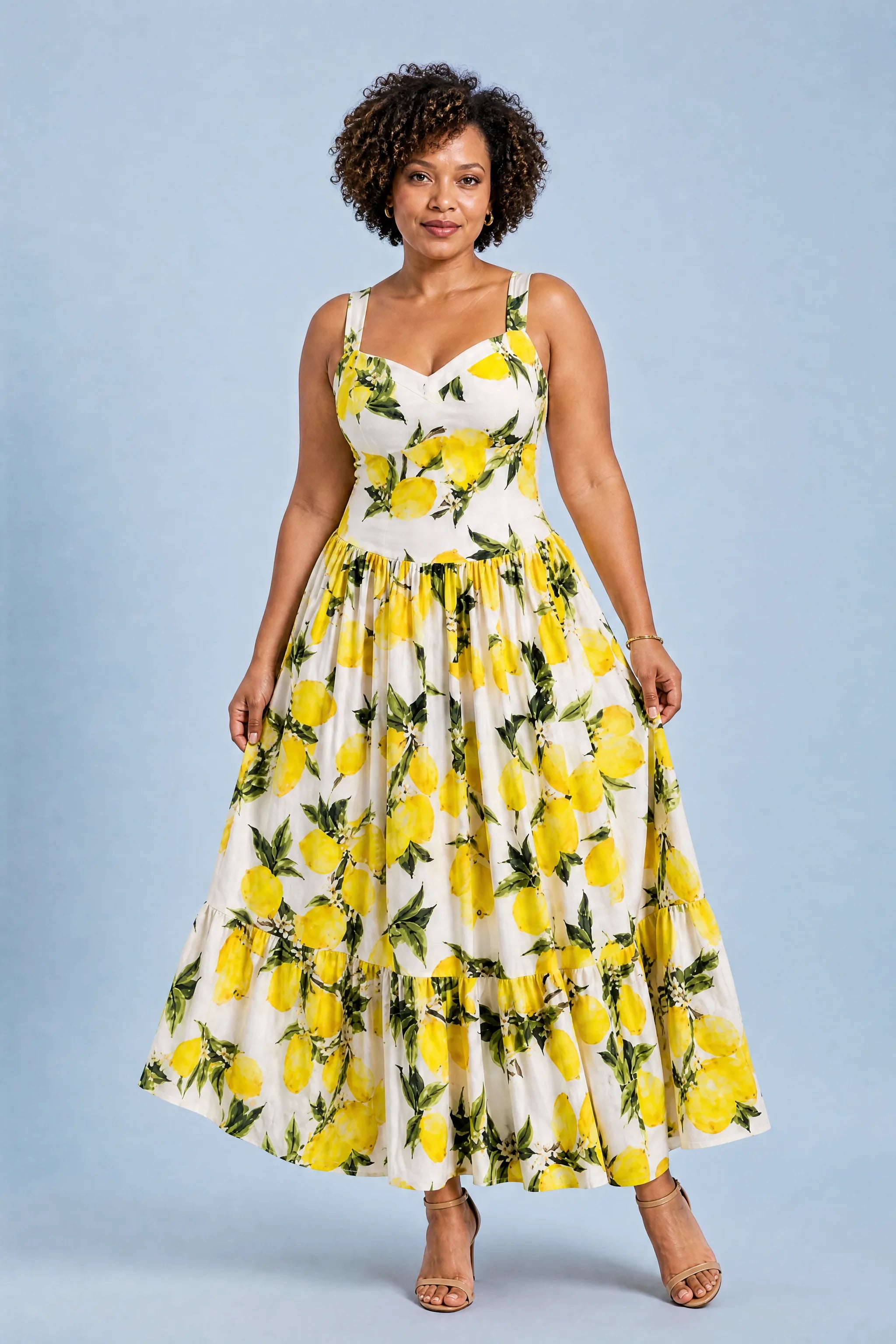 Robe longue blanche imprimée à bretelles | Porté sur une autre silhouette | Lounelle Paris